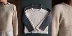 Классический пуловер спицами вязаный с окантовками