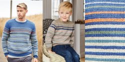 Пуловер для мальчика и папы спицами