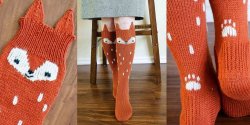 Веселые и яркие носки с лисьими ушками и мордочкой Fox