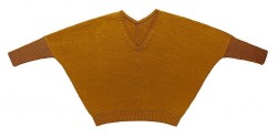 Вязаный свободный пуловер с рукавами "летучая мышь" и V-вырезом горловины