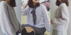 Пуловер оверсайз с ажурной кокеткой от Ирены Линь