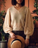 Вязаный женский свободный пуловер с пышными руками Mona