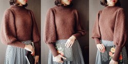 Вязаный свитер с объемными рукавами Nora