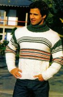 Вязание для мужчин пуловера узором с полосами и жгутами