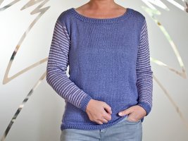 Женский пуловер в полоску спицами