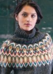 Вязание спицами для женщин пуловера 2016 года с жаккардом на кокетке 