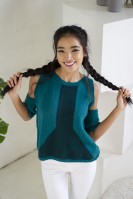 Женский пуловер с коротким рукавом, который легко превратить в топ