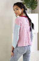 Пуловер с длинным рукавом контрастного цвета