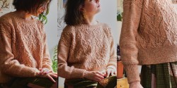Пуловер ажурным узором спицами