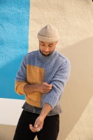 Пуловер методом колорблок для мужчины спицами