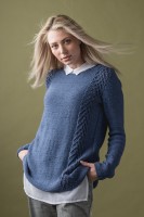 Женский пуловер А-силуэта с длинным рукавом, связанный спицами