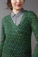 Женский пуловер с V- образным вырезом, связанный спицами