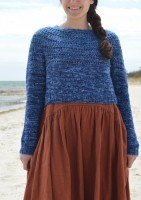 Женский пуловер с круглой кокеткой спицами