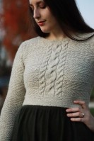 Кроп-пуловер, связанный спицами отдельными деталями