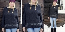 Пуловер, связанный спицами регланом в разных направлениях