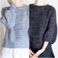 Пуловер с двумя вариантами рукавов, связанный спицами