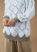Пуловер с элементами интарсии, связанными рисом