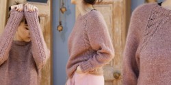 Вязаный свитер реглан женский спицами без швов