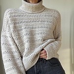 Cвитер с японским плечом Lacey Loop Rollneck, вязаный спицами сверху Красивый свитер спицами